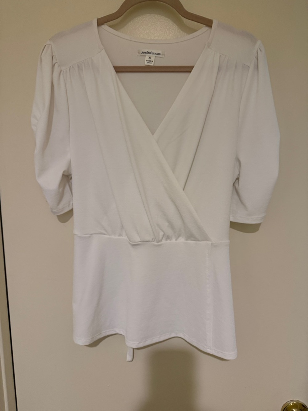 JohnPaulRichard White Wrap-Style V-Neck Blouse